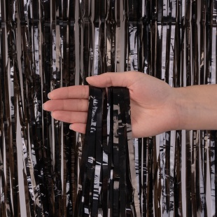 Занавес Дождик Черный, Лаковый, 100*200 см, 1 шт.