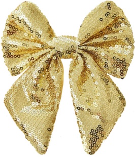 Декоративный бант Праздничные пайетки, Золото, с блестками, 14*18 см, 2 шт. в упак. 