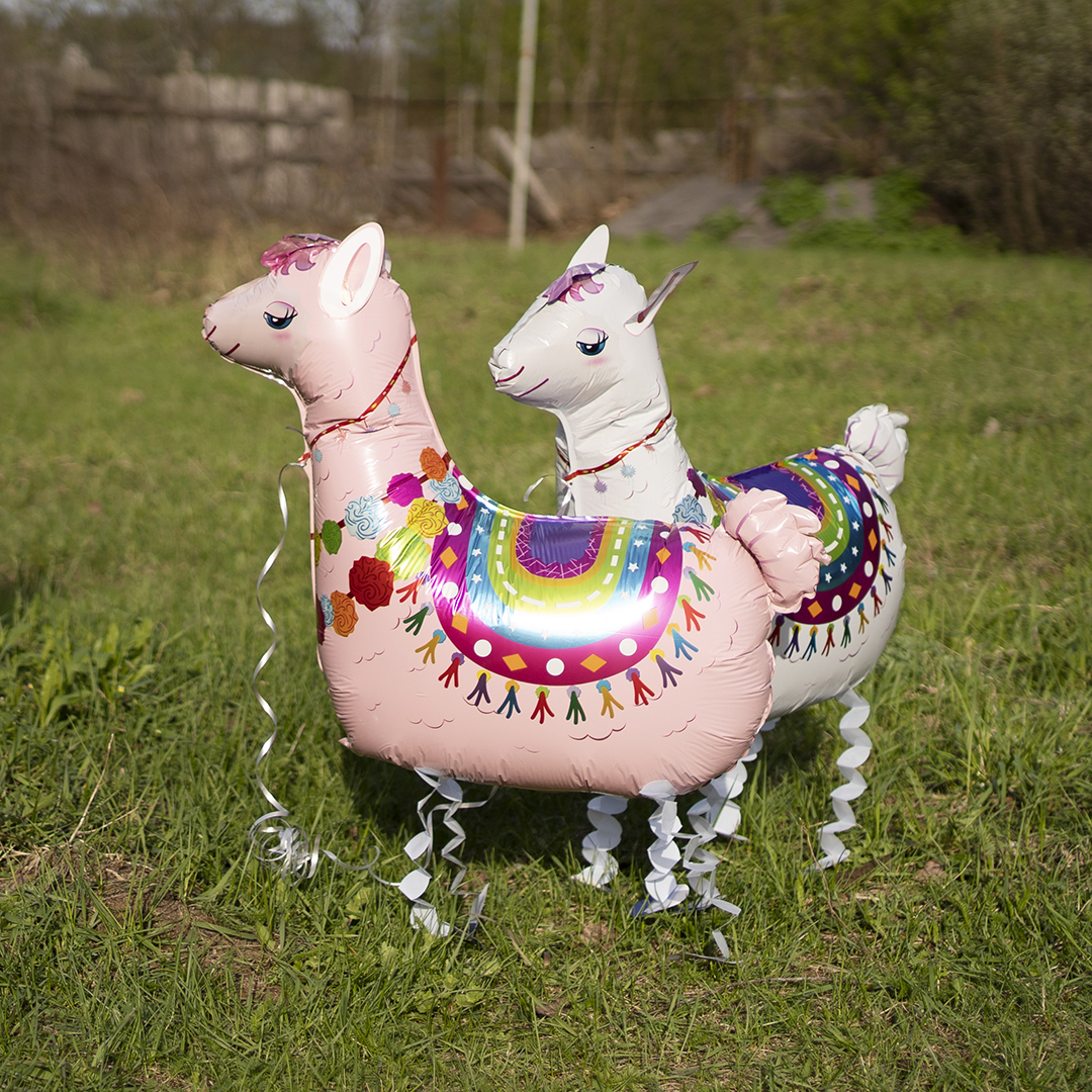Шар 3D (31''/79 см) Ходячая Фигура, Лама Альпака, Белый, 1 шт.