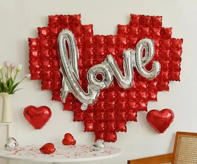 Шар (41''/104 см) Фигура, Надпись "Love", Серебро, 1 шт.