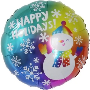 Шар (18''/46 см) Круг, С Новым Годом (снеговик в ярком шарфе), 1 шт.