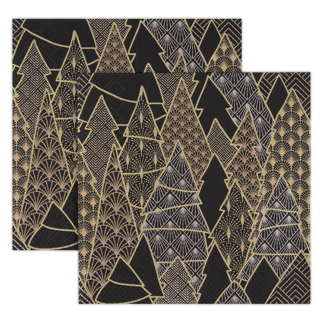 Сервировочные салфетки, Золотые Ели, Черный, 33*33 см, 20 шт.