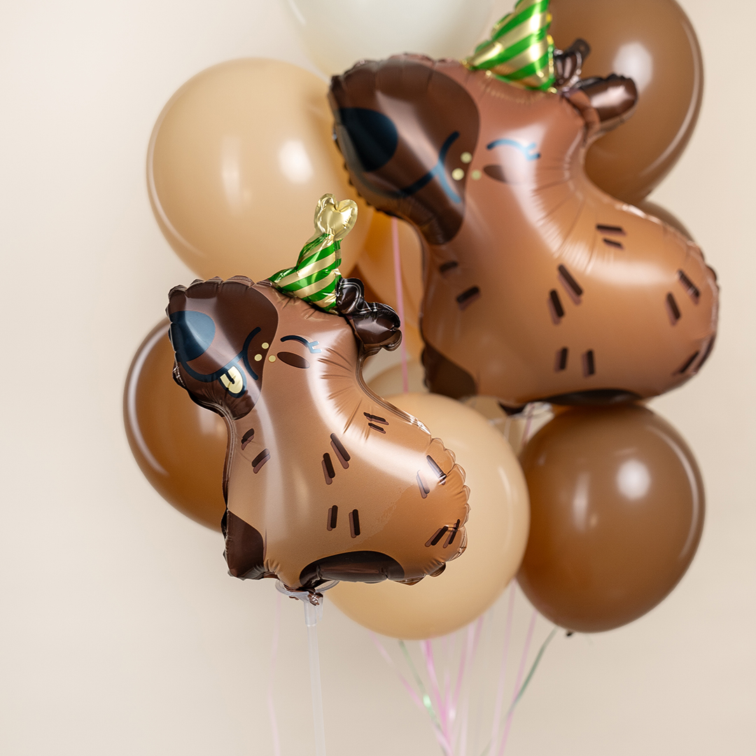 Шар с клапаном (15''/38 см) Мини-фигура, Капибара, 5 шт. в уп.