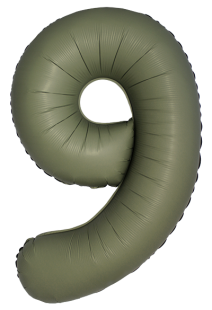 Шар (40''/102 см) Цифра, 9 Slim, Оливковый, Матовый, 1 шт. в уп.