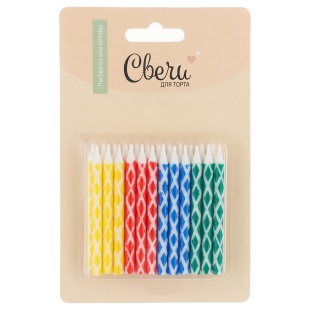 Свечи Ромбики, Ассорти, 0,5*6 см, 24 шт.