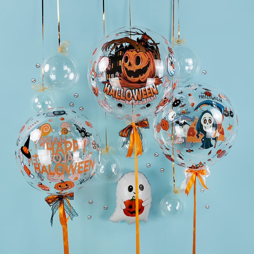 Шар (12''/30 см) Мини-сфера, Deco Bubble (синяя упаковка), Прозрачный, Кристалл, 10 шт. в уп.