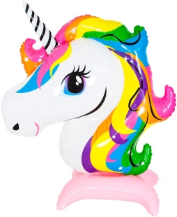 Шар 3D (55''/140 см) Фигура на подставке, Радужный единорог, Розовый, 1 шт. в уп.
