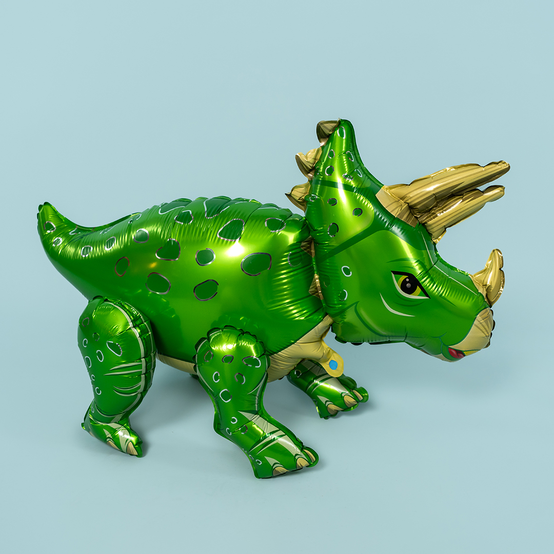 Шар 3D (36''/91 см) Фигура, Динозавр Трицератопс, Зеленый, 1 шт. в уп.