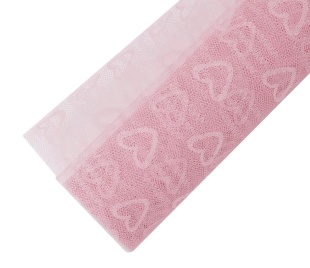 Фатин в рулоне (50 см*4,57 м) Сердца, Розовый, 1 шт.