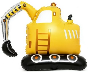 Шар 3D (37''/94 см) Фигура на подставке, Экскаватор, 1 шт.