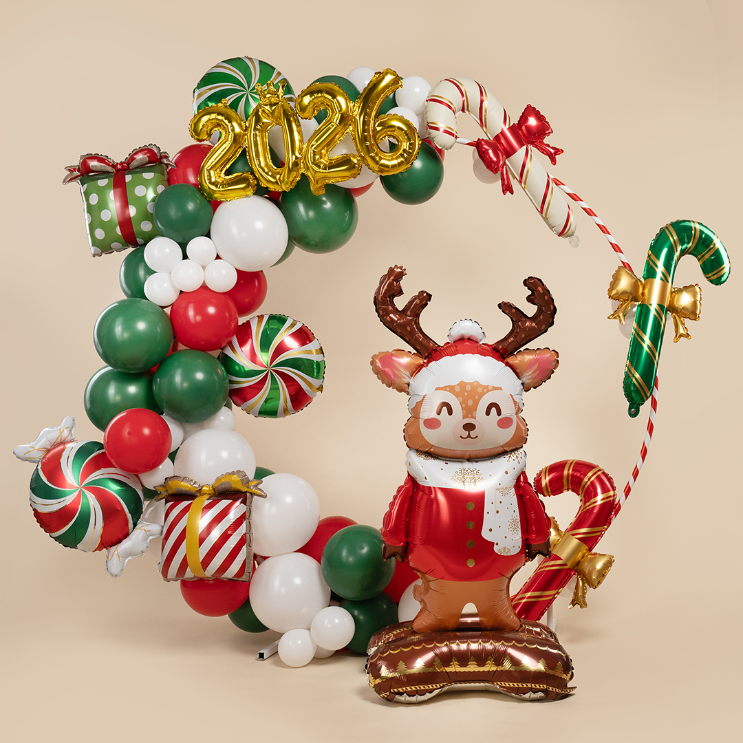 Шар 3D (59''/150 см) Фигура на подставке, Новогодний олень, 1 шт.