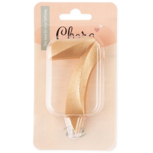 Свеча Цифра, 7 Грани, Золото, 7 см, 1 шт.