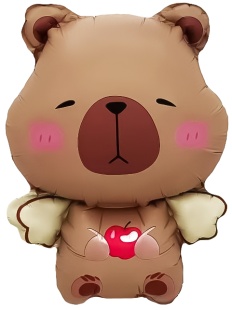 Шар с клапаном (15''/38 см) Мини-фигура, Капибара с крылышками, 1 шт.