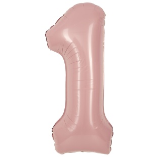 Шар (40''/102 см) Цифра, 1, Пыльная роза, Сатин, 1 шт. в уп.