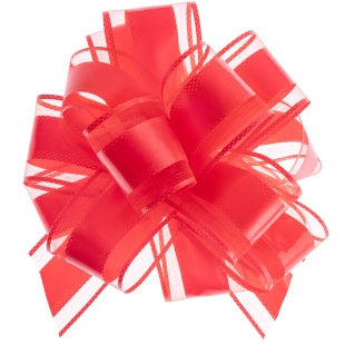 Текстильный бант Шар, Широкая полоса, Красный, 15 см, 1 шт. в упак. 