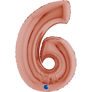 Шар (40''/102 см) Цифра, 6, Розовое Золото, 1 шт.