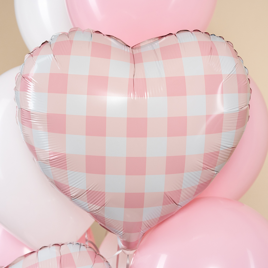 Шар (18''/46 см) Сердце, Клеточки, Розовый, 1 шт.
