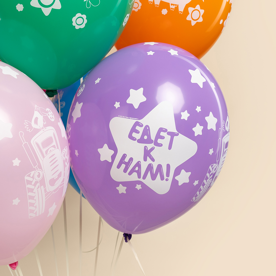 Шар (12''/30 см) Синий трактор, Ассорти, пастель, 5 ст, 25 шт.