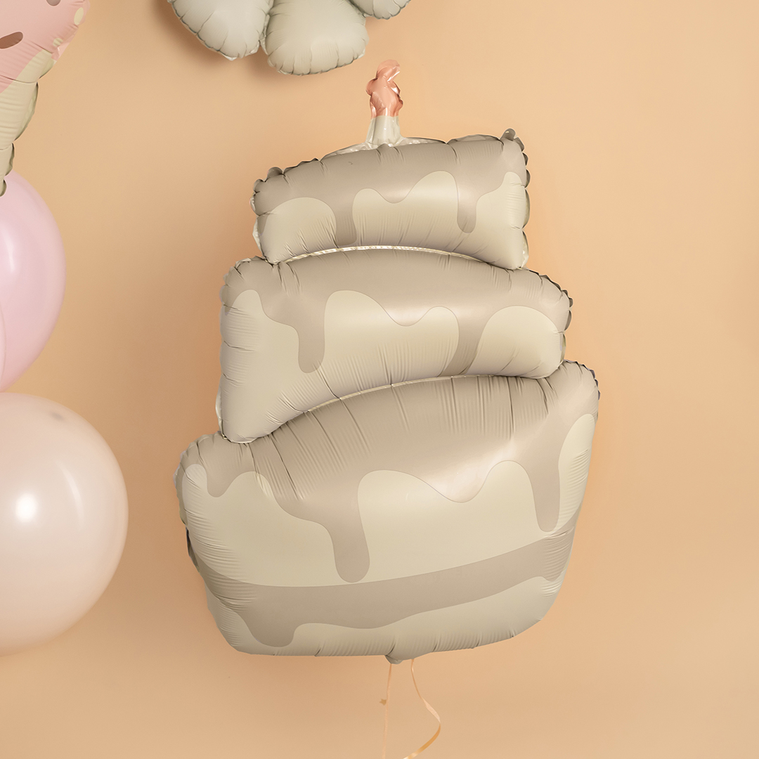 Шар (37''/94 см) Фигура, Торт, Бежевый, Сатин, 1 шт.