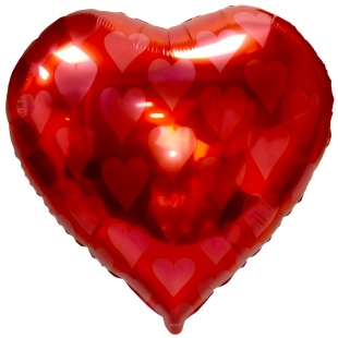 Шар (22''/56 см) Сердце, Покер, Карточная масть: Черви, Красный, 1 шт.