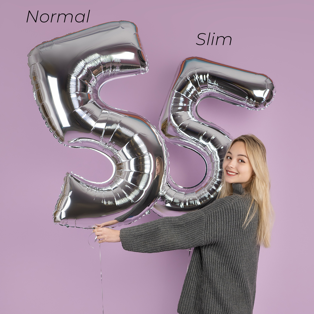 Шар (40''/102 см) Цифра, 5 Slim, Серебро, 1 шт.