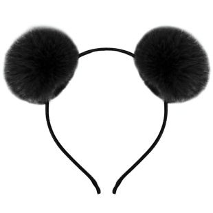 Ободок, Пушистые помпончики, Черный, 1 шт. 