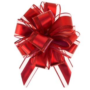 Текстильный бант Шар, Широкая полоса, Красный, Металлик, 15 см, 1 шт. в упак. 