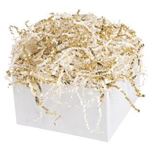Наполнитель для коробок, Праздничный Дуэт, бумага, ПП, Белый/Золото, Металлик, 50 г.