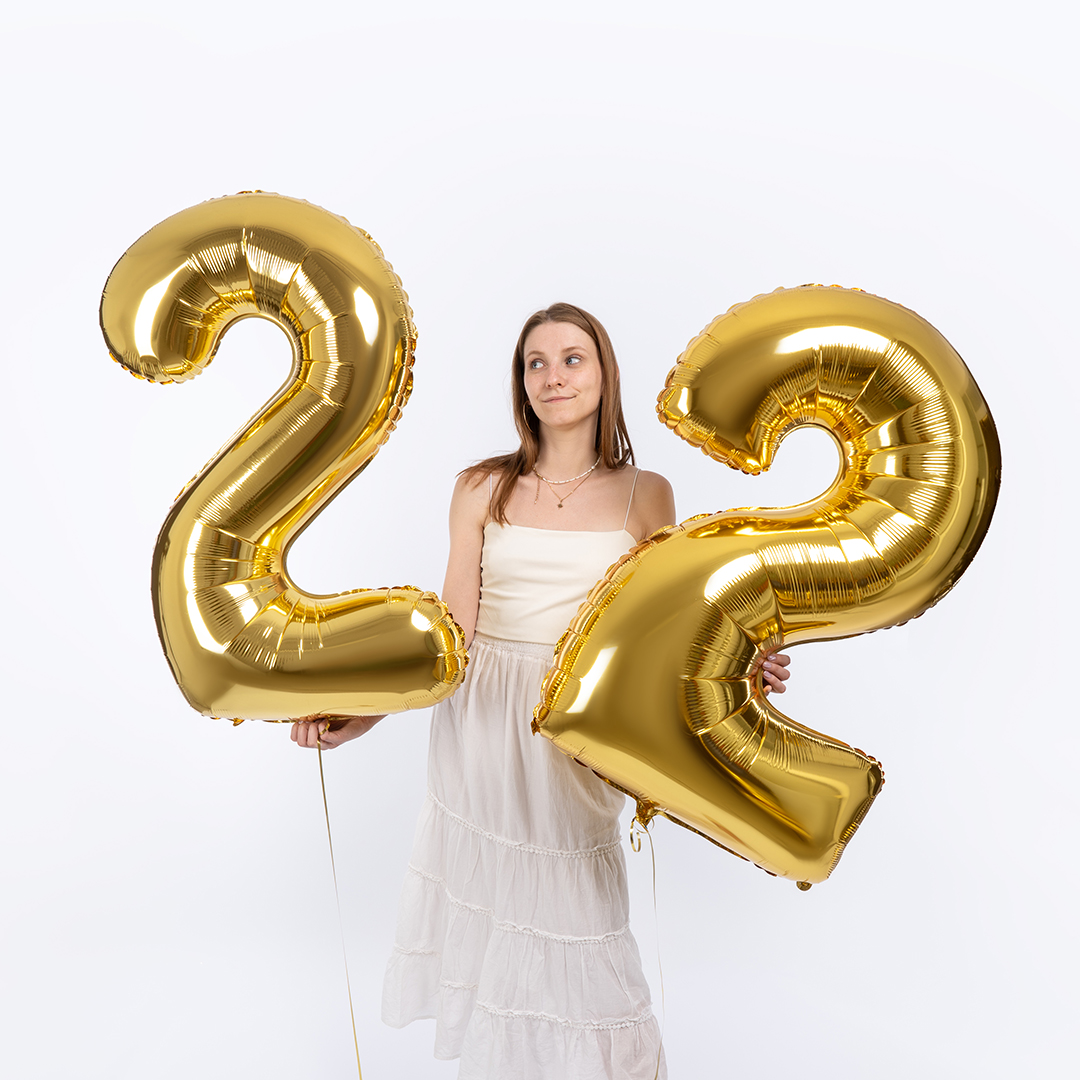 Шар (40''/102 см) Цифра, 2, Золото, 1 шт.