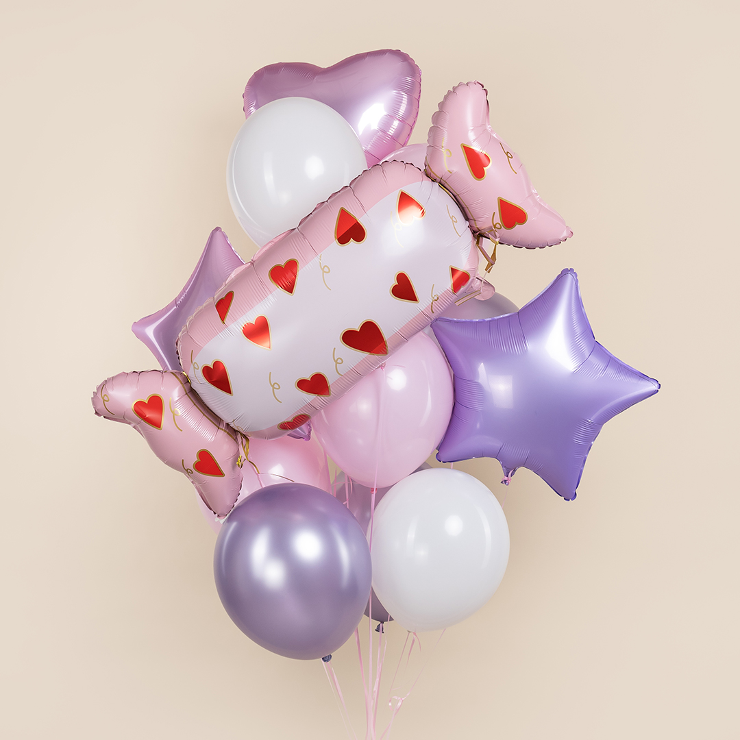 Шар (41''/104 см) Фигура, Конфета Сердечки, Розовый, 1 шт. в уп.