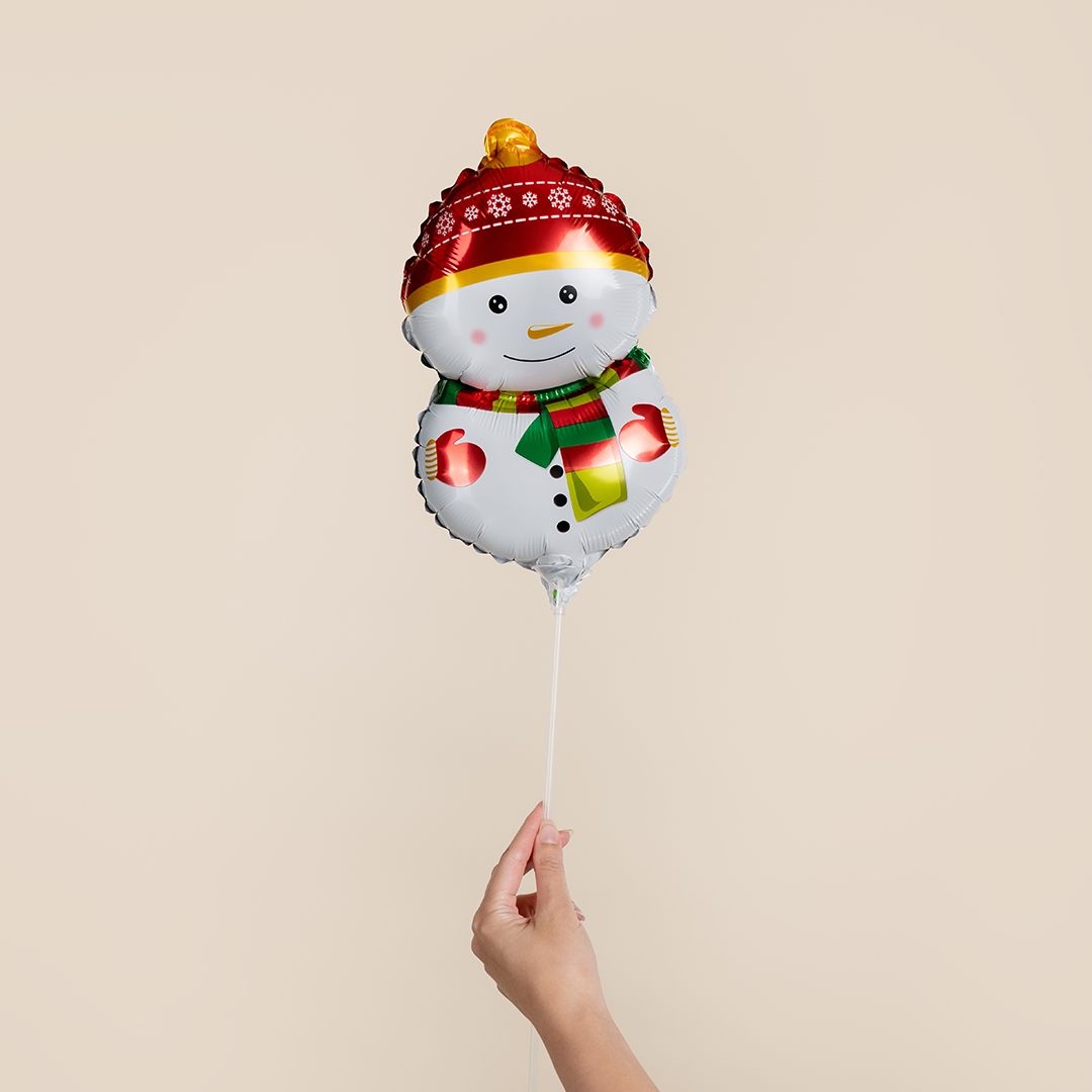 Шар с клапаном (17''/43 см) Мини-фигура, Снеговик в шапочке, 5 шт. в уп.