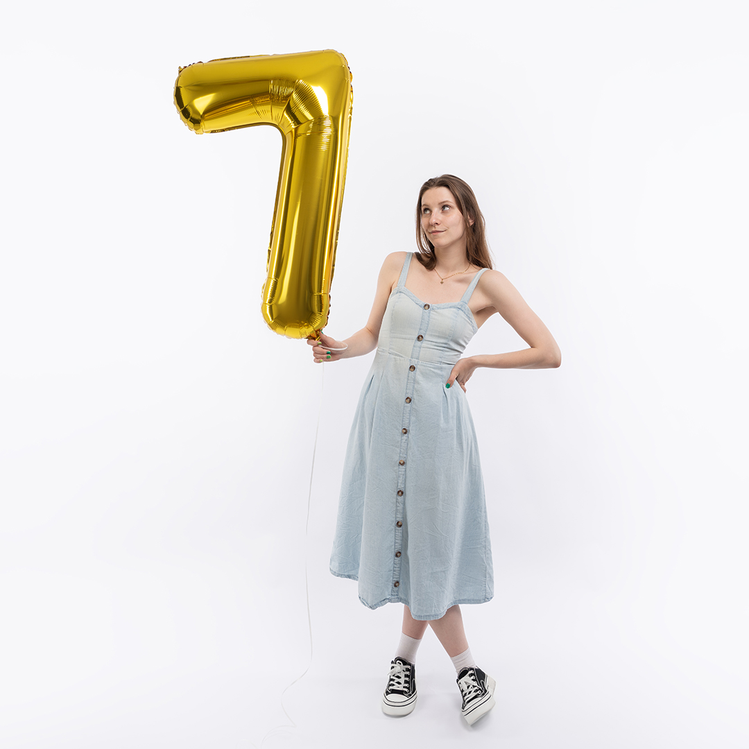Шар (40''/102 см) Цифра, 7, Золото, 1 шт. в уп.