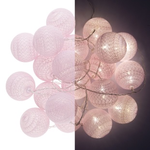 Светодиодная гирлянда Хлопковые клубочки, 20 Led, IP14, 3 м. Розовый, 1 шт.