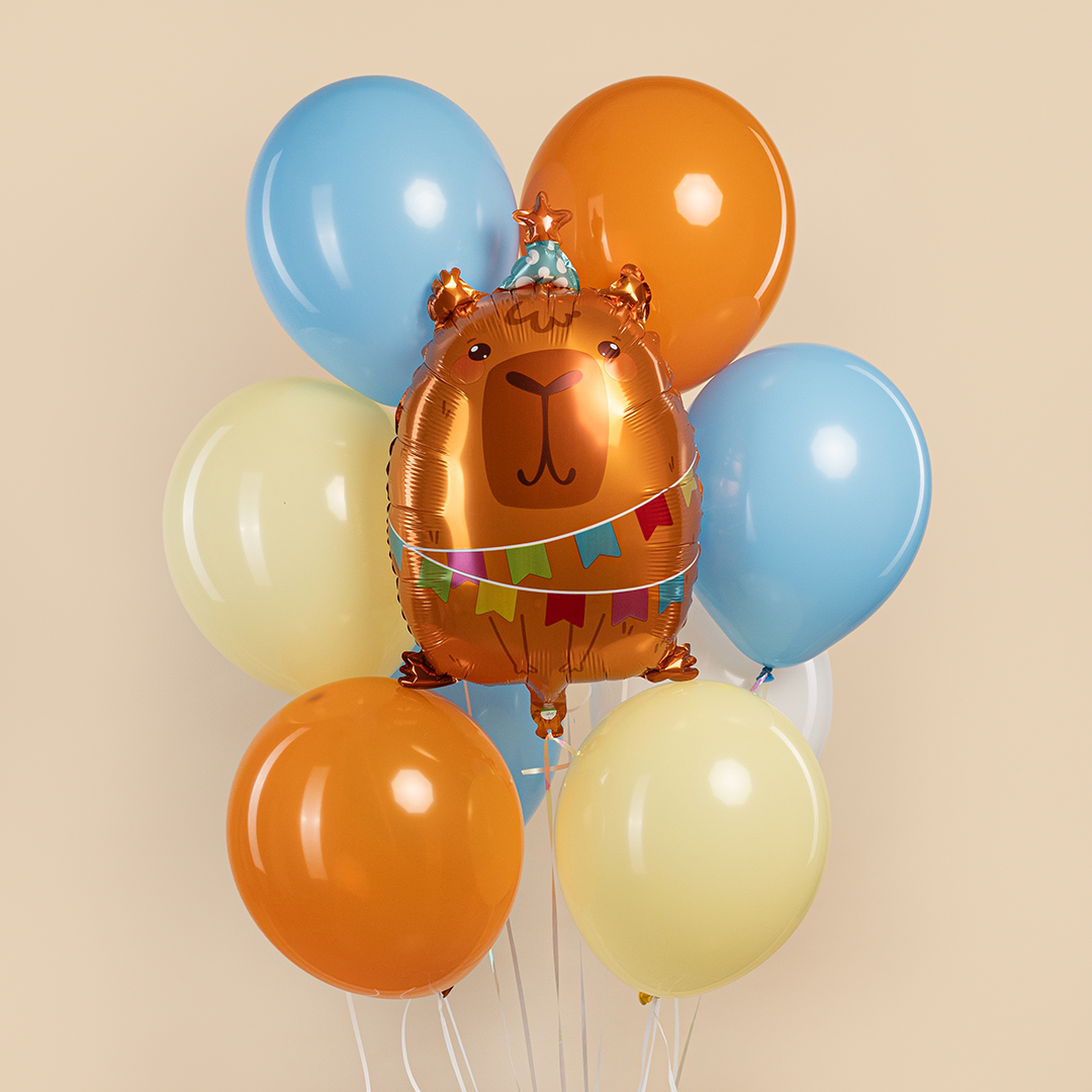 Шар (22''/56 см) Фигура, Капибара на вечеринке, 1 шт.