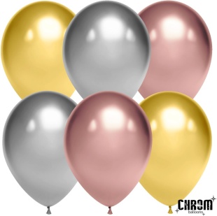 Шар (10''/25 см), Ассорти Делюкс, хром, 50 шт.