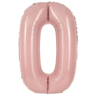 Шар (40''/102 см) Цифра, 0, Пыльная роза, Сатин, 1 шт. в уп.