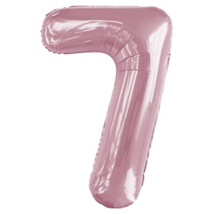 Шар (34''/86 см) Цифра, 7 Slim, Светло-розовый, 1 шт. в уп.