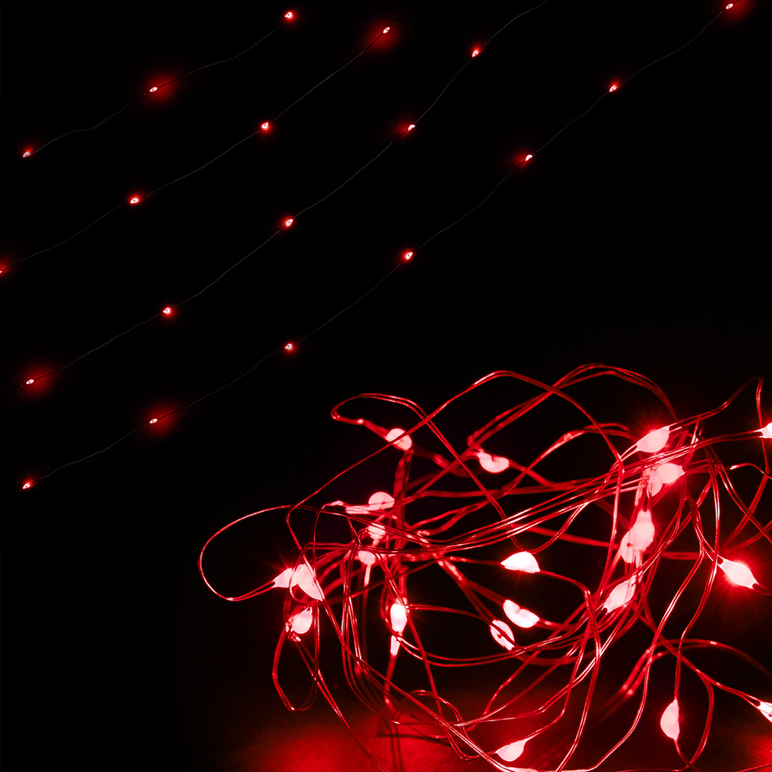 Светодиодная гирлянда, Роса 30 Led, IP14, 3 м. Красный, 1 шт.