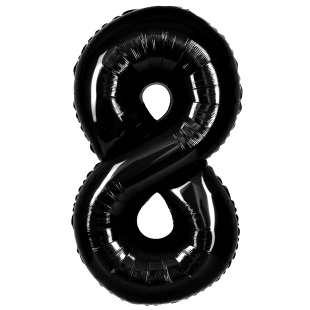 Шар (40''/102 см) Цифра, 8, Черный, Металлик, 1 шт. в уп.