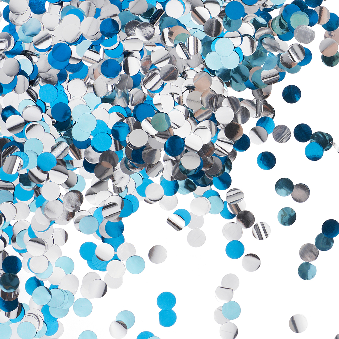 Конфетти фольга Круг, Голубой микс, Металлик, 1 см, 50 г.