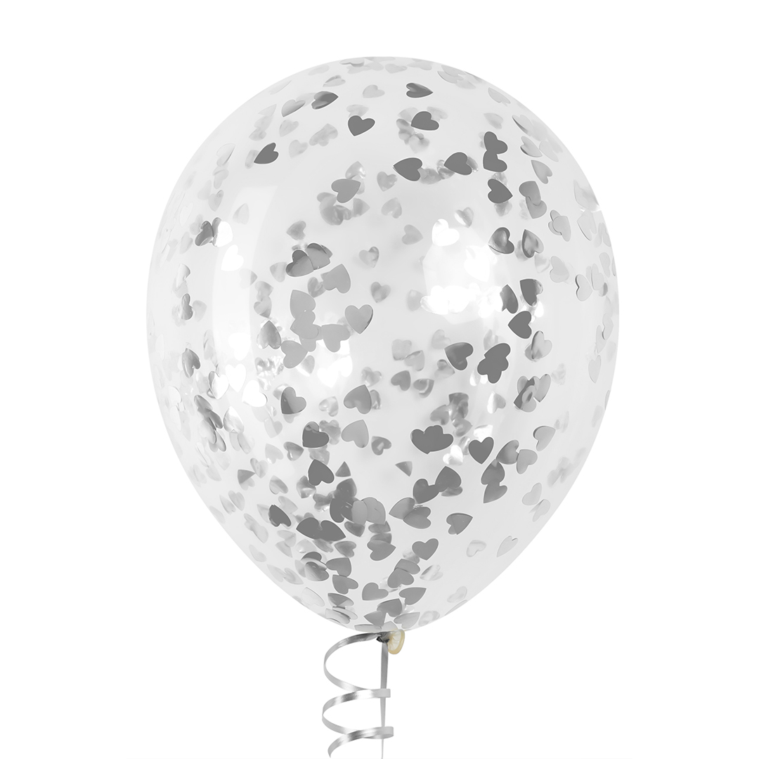 Конфетти фольга Сердце, Серебро, Металлик, 1,5 см, 50 г.