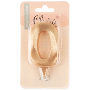 Свеча Цифра, 0 Грани, Золото, 7 см, 1 шт.