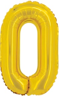 Шар с клапаном (16''/41 см) Мини-цифра, 0, Золото, 1 шт.