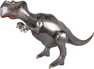 Шар 3D (38''/97 см) Фигура, Динозавр Тираннозавр, Серый, 1 шт. в уп.