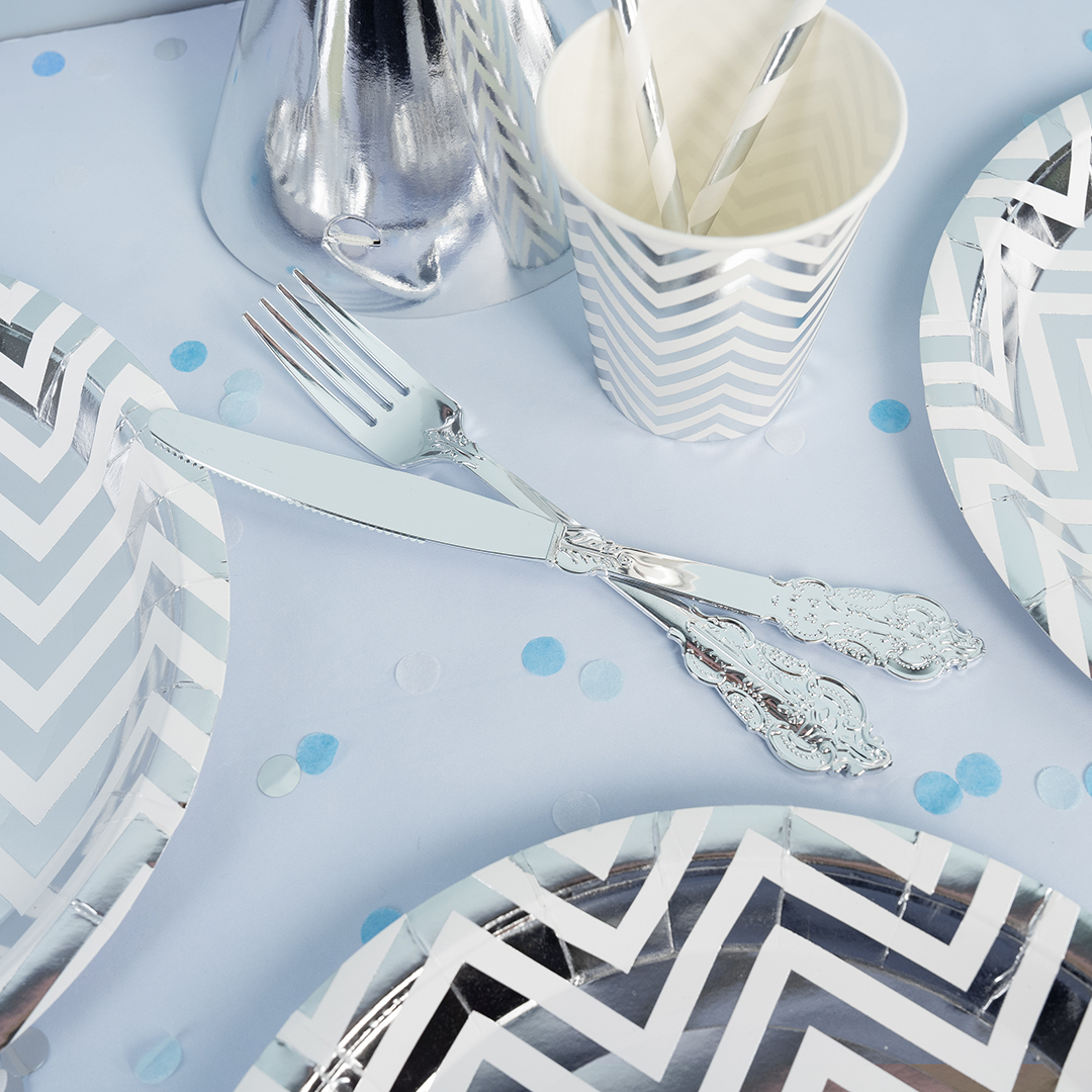 Ножи, Барокко, Серебро, Металлик, 20 см, 10 шт. в упак. 