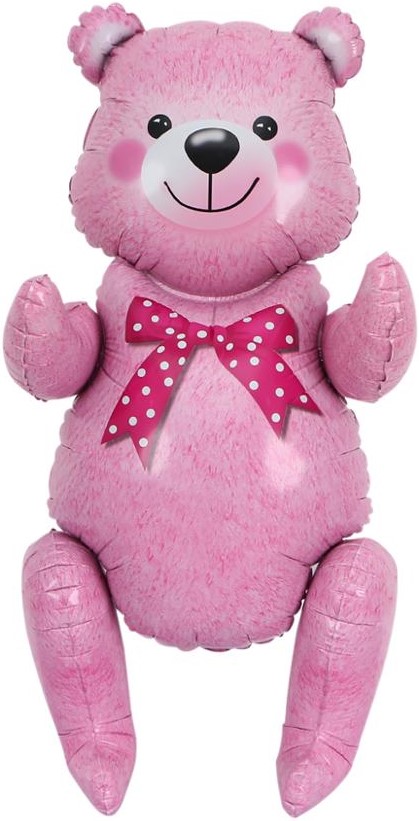 Шар (22''/56 см) Фигура 3D, Сидячий мишка, Розовый, 1 шт. в уп.
