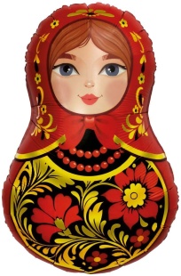 Шар (31''/79 см) Фигура, Матрешка Золотая роспись, 1 шт.