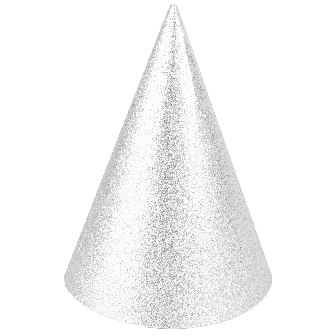 Колпаки, Серебро, с блестками, 16 см, 6 шт. в упак. 