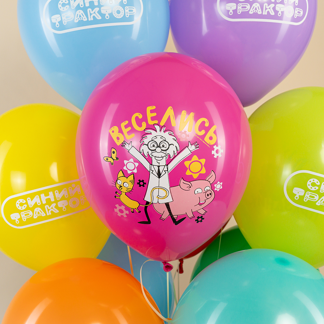 Шар (12''/30 см) Синий трактор, С Днем Рождения!, Ассорти, пастель, 1 ст, 25 шт.