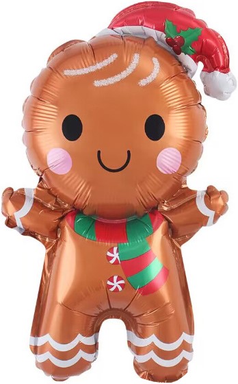 Шар с клапаном (17''/43 см) Мини-фигура, Пряничный человечек, 5 шт. в уп.